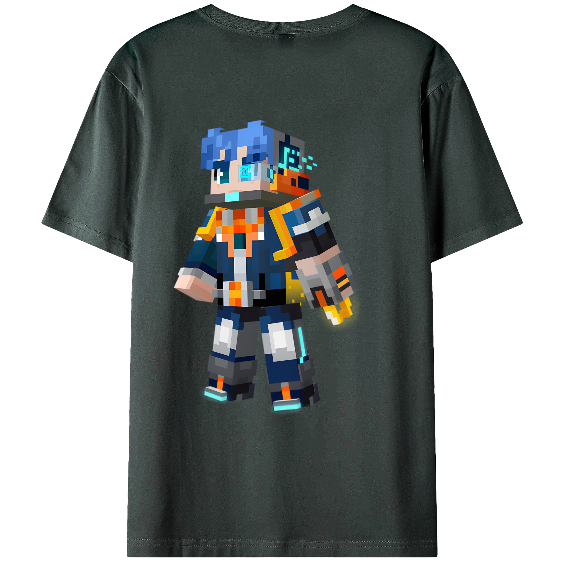 （画像用） マインクラフト ブロックの世界 Minecraft MC Block world 綿100％ メンズ半袖Tシャツ（バックプリント） 通気性